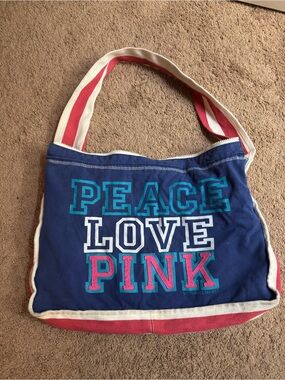 Y2K PINK Victoria's Secret Navy Canvas Tote